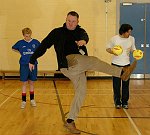 Artistic Director of Evening Times football team Mark Gibson goes through some tactical moves.<br>Copyright Pics: ©Wattie Cheung ........21/4/04<br>e mail....... wattiecheung@mac.com<br>http://homepage.mac.com/wattiecheung<br>